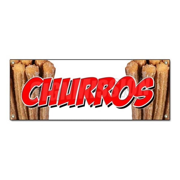 Churros Banner Heavy Duty 13 Oz Vinyl with Grommets Single Sided